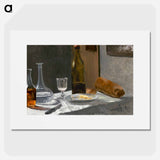 Still Life with Bottle, Carafe, Bread, and Wine - クロード モネ Poster.