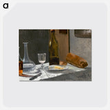 Still Life with Bottle, Carafe, Bread, and Wine - クロード モネ Postcard.