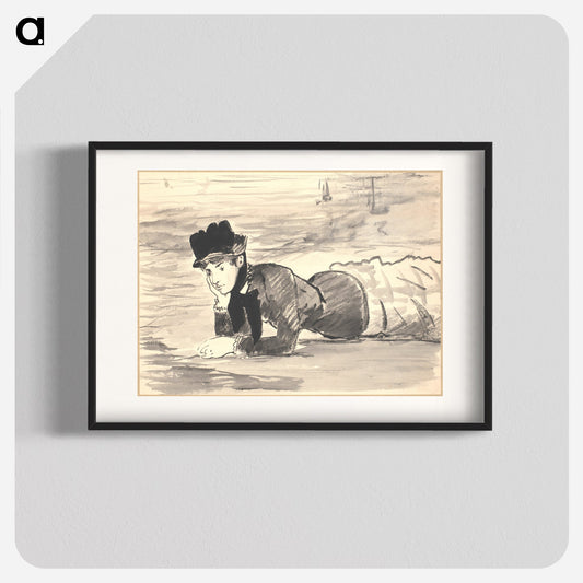 Woman Lying on the Beach Poster.