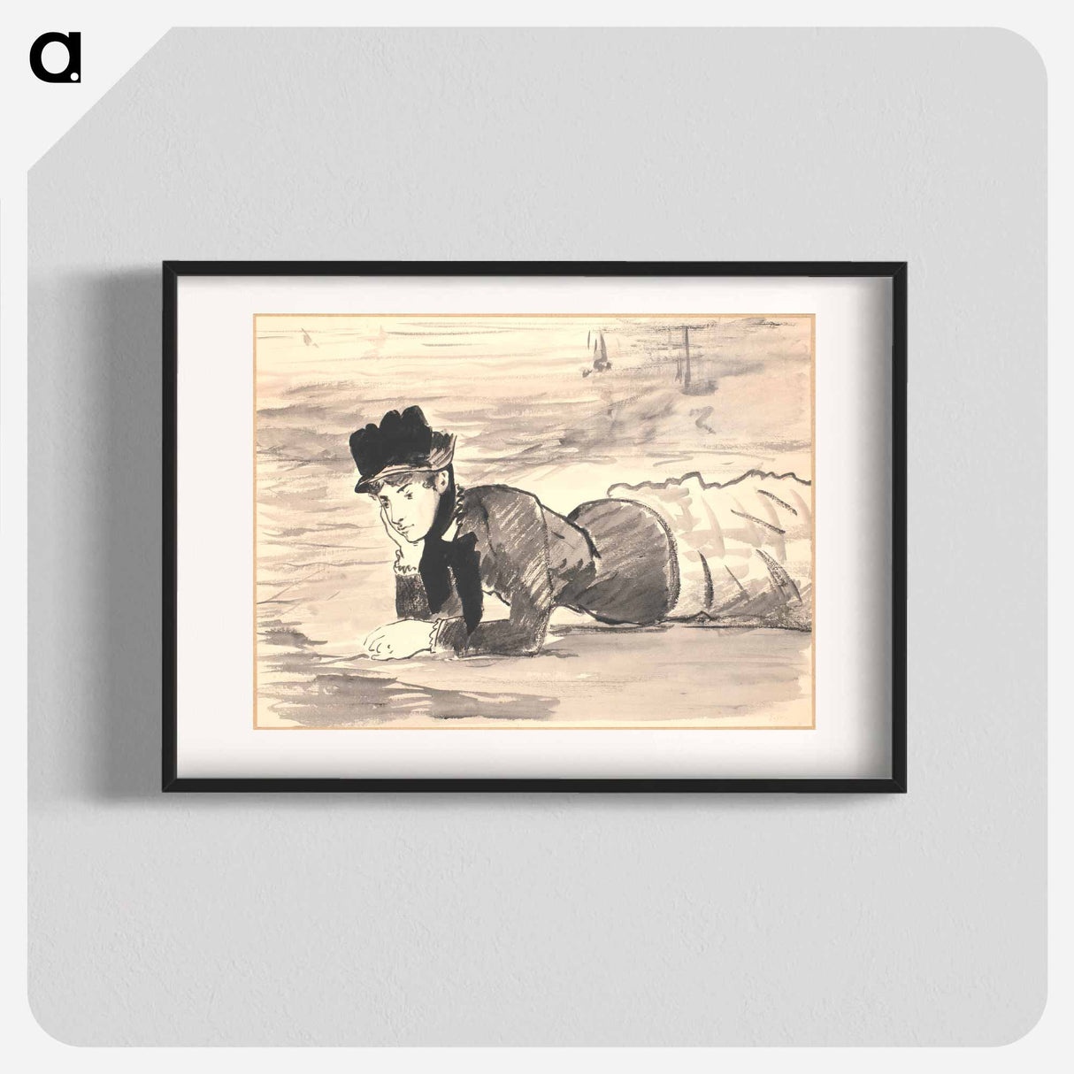 Woman Lying on the Beach - エドゥアール マネ Poster.