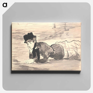 Woman Lying on the Beach - エドゥアール マネ Canvas.