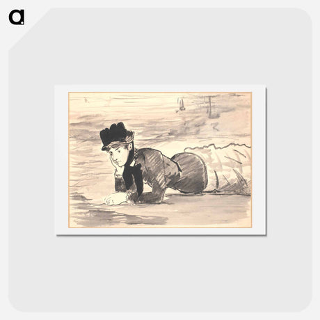 アートポストカード-Woman Lying on the Beach - エドゥアール マネ Postcard.