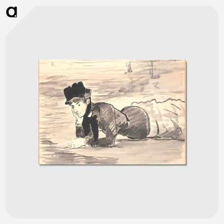 アートポストカード-Woman Lying on the Beach - エドゥアール マネ Postcard.