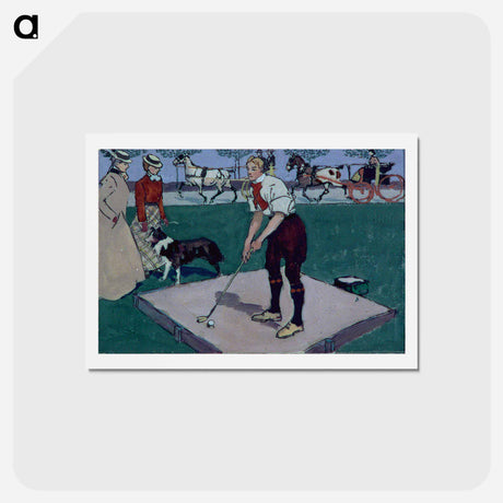アートポストカード-Man about to drive a golf ball by Edward Penfield - エドワード ペンフィールド Postcard.