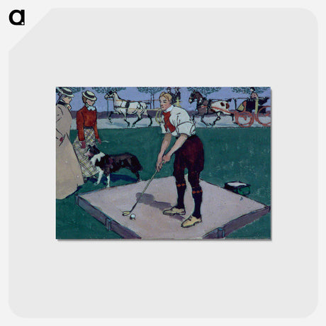 アートポストカード-Man about to drive a golf ball by Edward Penfield - エドワード ペンフィールド Postcard.