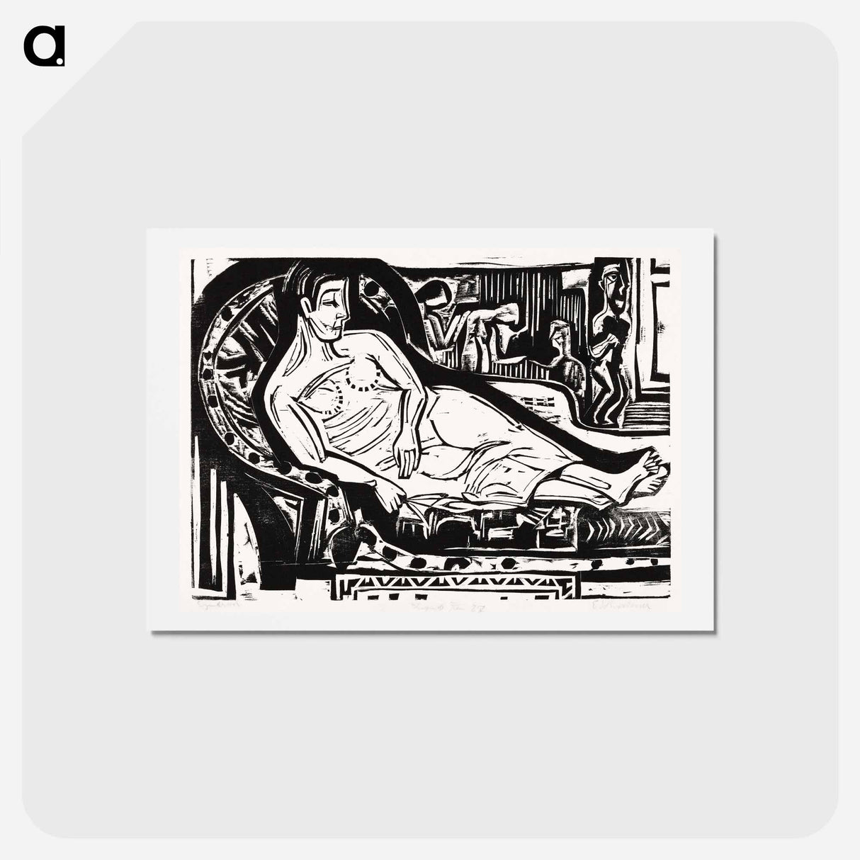アートポストカード-Woman Lying on a Sofa - エルンスト ルートヴィヒ キルヒナー Postcard.