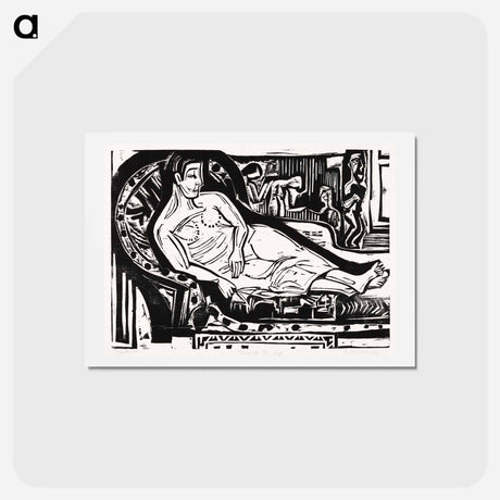 アートポストカード-Woman Lying on a Sofa - エルンスト ルートヴィヒ キルヒナー Postcard.