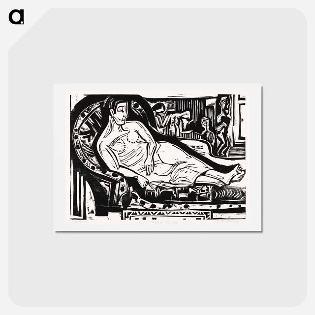 アートポストカード-Woman Lying on a Sofa - エルンスト ルートヴィヒ キルヒナー Postcard.