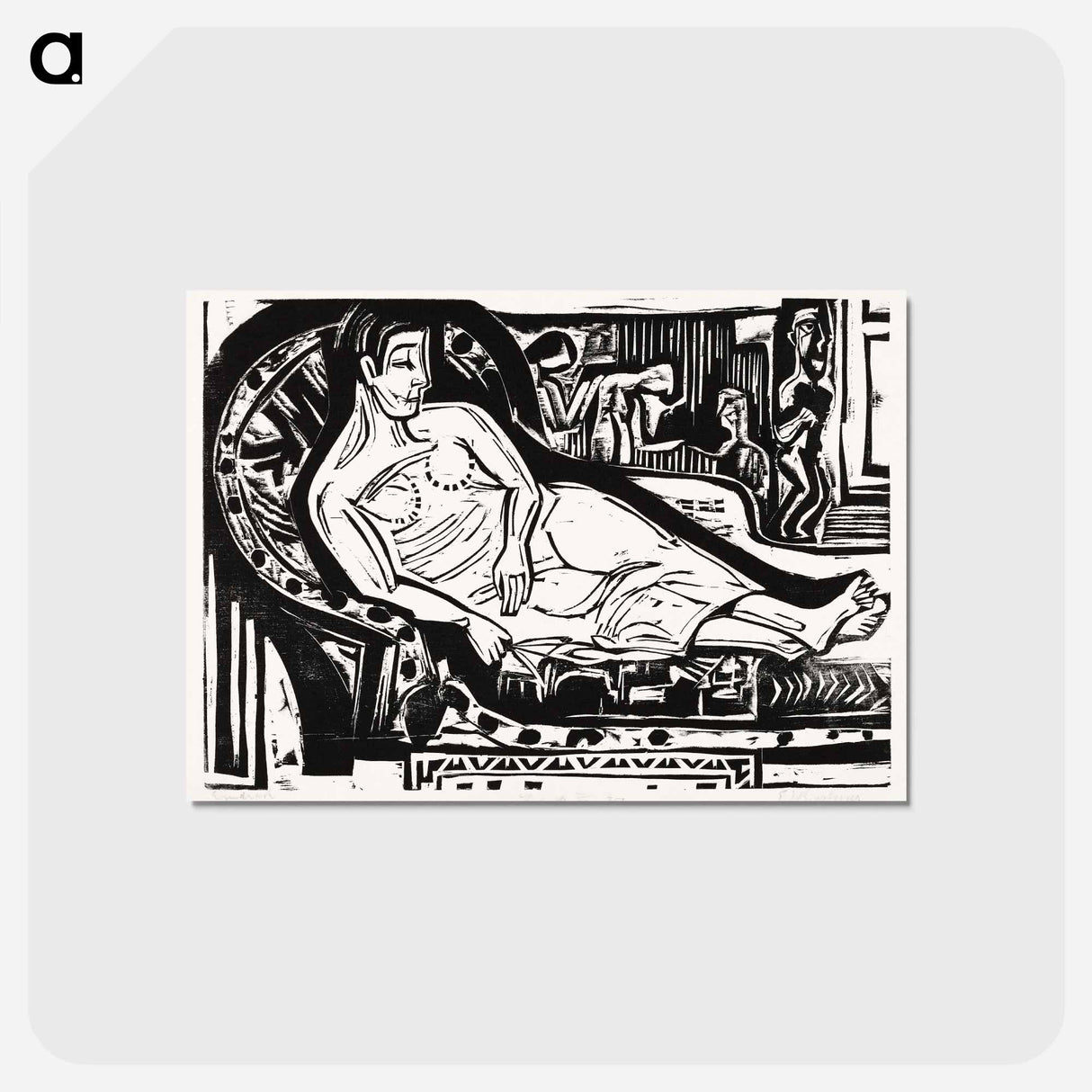 アートポストカード-Woman Lying on a Sofa - エルンスト ルートヴィヒ キルヒナー Postcard.