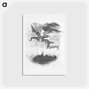 アートポストカード-Mephistopheles Over Wittenberg (From Goethe's Faust) - ウジェーヌ ドラクロワ Postcard.
