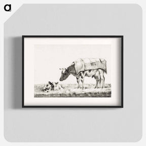 アートポスター-Standing cow with lying calf - ジャン ベルナール Poster.