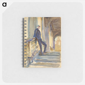 アートメモ帳-Sir Neville Wilkinson on the Steps of the Palladian Bridge at Wilton House by John Singer Sargent - ジョン シンガー サージェント Memo.