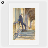 Sir Neville Wilkinson on the Steps of the Palladian Bridge at Wilton House by John Singer Sargent - ジョン シンガー サージェント Poster.