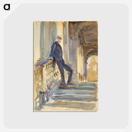 アートポストカード-Sir Neville Wilkinson on the Steps of the Palladian Bridge at Wilton House by John Singer Sargent - ジョン シンガー サージェント Postcard.