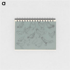 アートメモ帳-Studieblad met hoenders by Julie de Graag - ユリー デ フラーハ Memo.