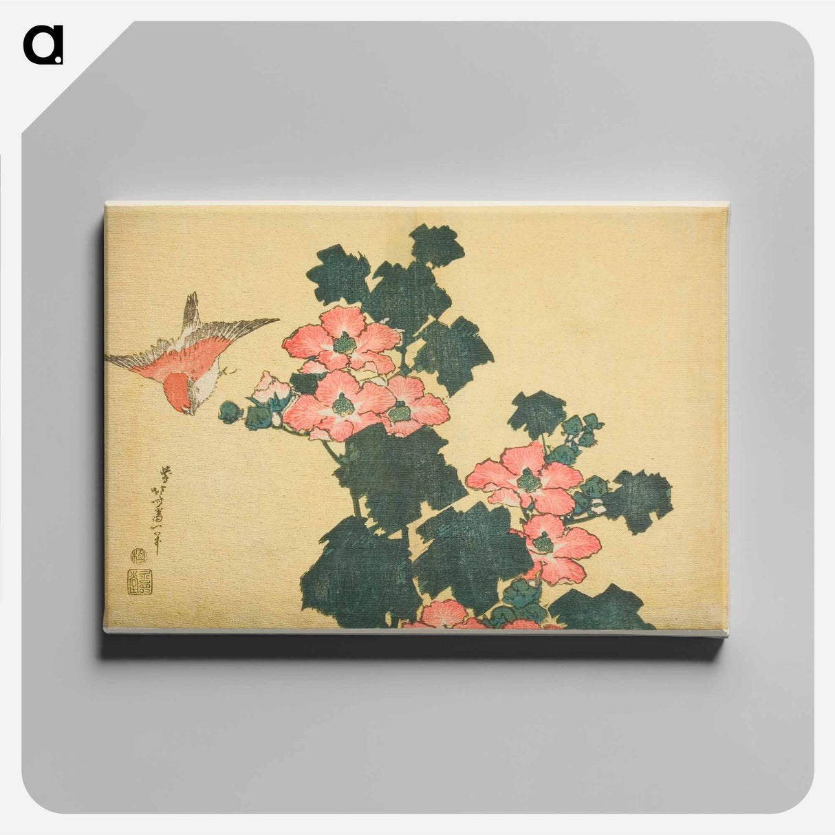 Hokusai's Hibiscus and Sparrow - 葛飾 北斎 Canvas.