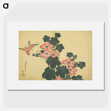 アートポスター-Hokusai's Hibiscus and Sparrow - 葛飾 北斎 Poster.