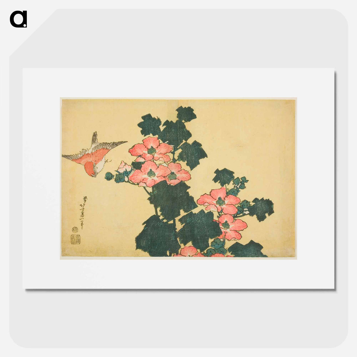 Hokusai's Hibiscus and Sparrow - Katsushika Hokusai Poster.