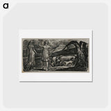 アートポストカード-Colinet Departs in Sorrow: Riven Trunk at Right - ウィリアム ブレイク Postcard.