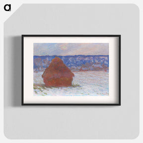 アートポスター-Stack of Wheat, Snow Effect, Overcast Day - クロード モネ Poster.