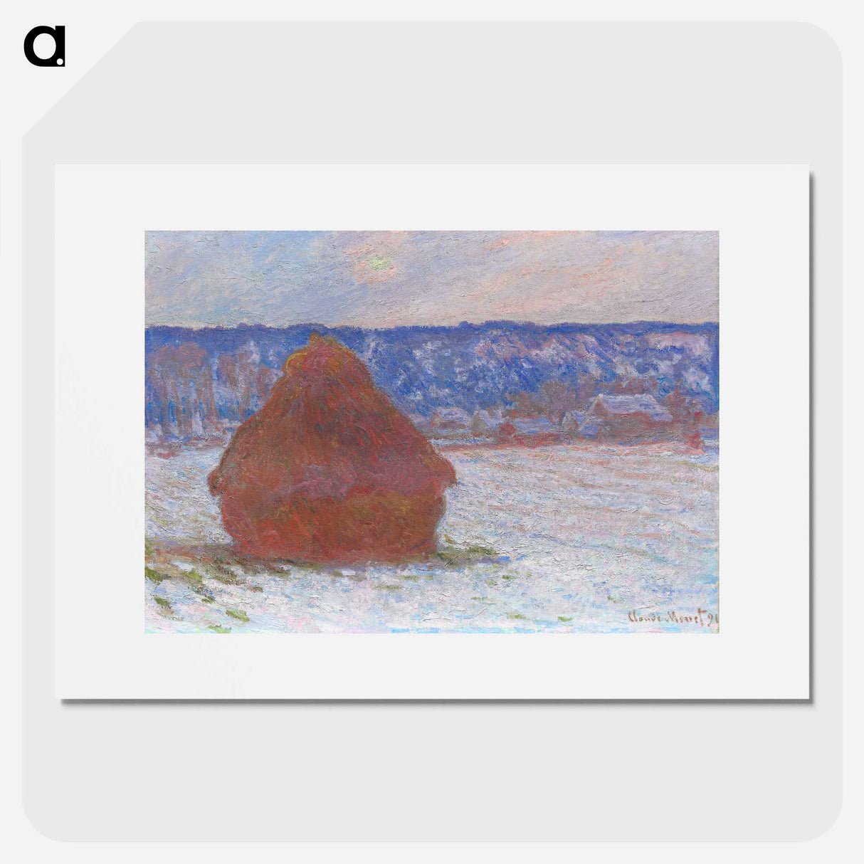 Stack of Wheat, Snow Effect, Overcast Day - クロード モネ Poster.