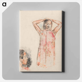アートパネル-Tahitian Girl in Pink Pareu - ポール ゴーギャン Canvas.