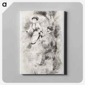 アートパネル-The Descent from the Summit: Jean Martin Steadies Hélène, the Banker’s Daughter - ピエール オーギュスト ルノワール Canvas.