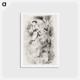 アートポストカード-The Descent from the Summit: Jean Martin Steadies Hélène, the Banker’s Daughter - ピエール オーギュスト ルノワール Postcard.