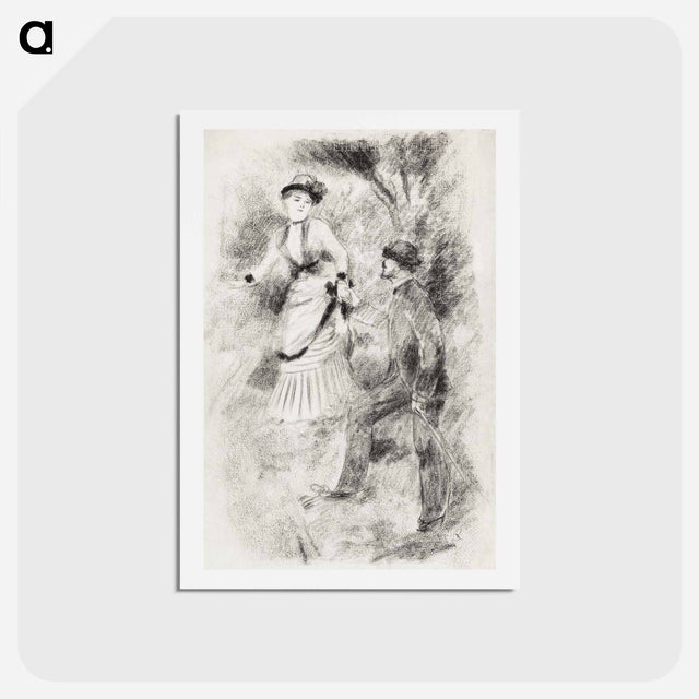アートポストカード-The Descent from the Summit: Jean Martin Steadies Hélène, the Banker’s Daughter - ピエール オーギュスト ルノワール Postcard.