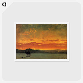 アートポストカード-Indian Rider at Sunset - アルバート ビアスタット Postcard.