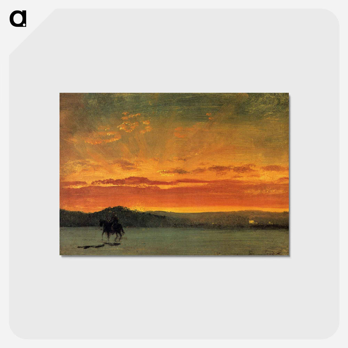 アートポストカード-Indian Rider at Sunset - アルバート ビアスタット Postcard.