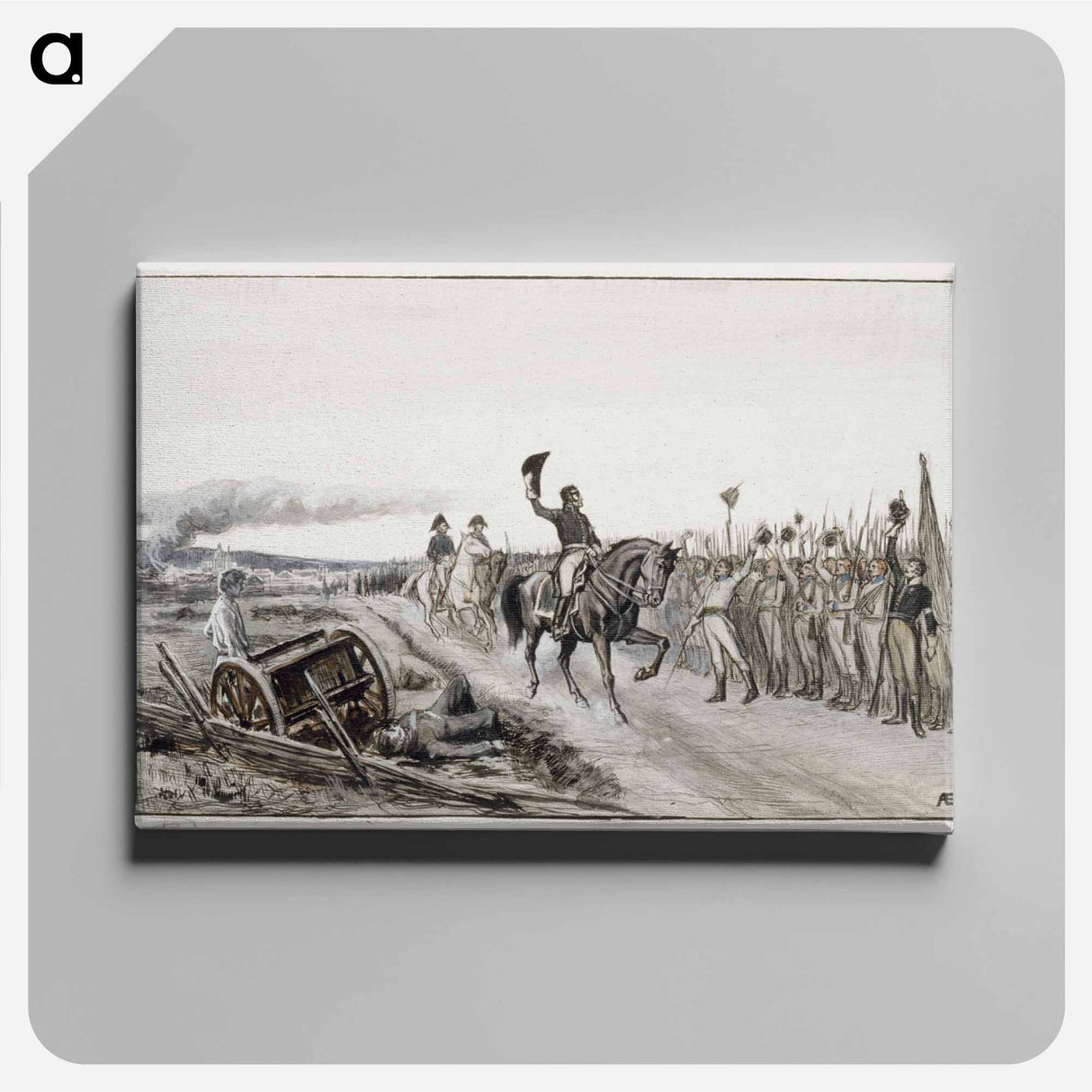 Von döbeln greeting his troops from the poem number fifteen stolt - アルバート エーデルフェルト Canvas.