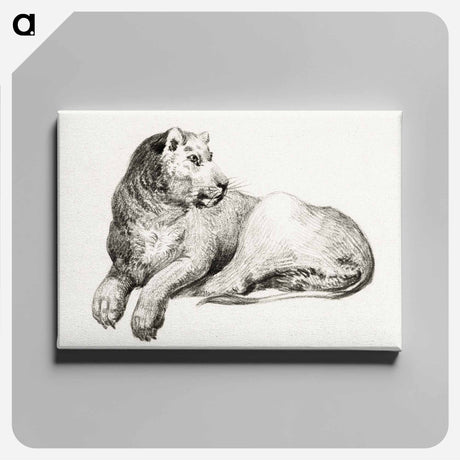 アートパネル-Lying lion - ジャン ベルナール Canvas.
