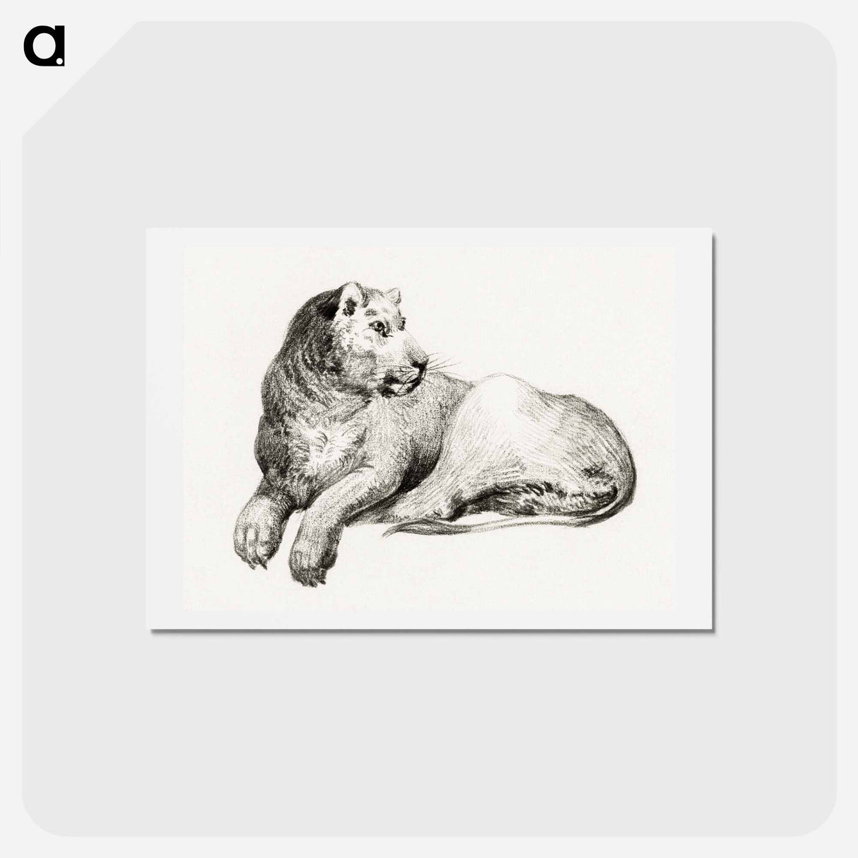 アートポストカード-Lying lion - ジャン ベルナール Postcard.