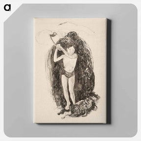 アートパネル-Man with an Ax - ポール ゴーギャン Canvas.