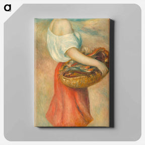 アートパネル-Girl with a Basket of Fish - ピエール オーギュスト ルノワール Canvas.
