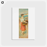 アートポストカード-Girl with a Basket of Fish - ピエール オーギュスト ルノワール Postcard.