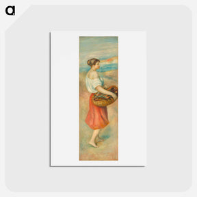 アートポストカード-Girl with a Basket of Fish - ピエール オーギュスト ルノワール Postcard.