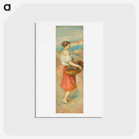 アートポストカード-Girl with a Basket of Fish - ピエール オーギュスト ルノワール Postcard.