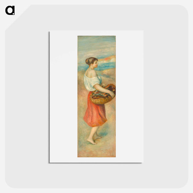 アートポストカード-Girl with a Basket of Fish - ピエール オーギュスト ルノワール Postcard.