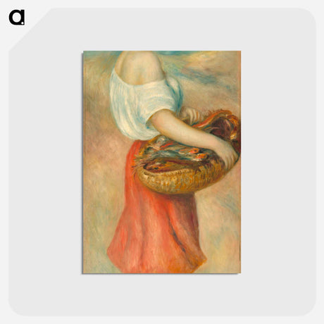 アートポストカード-Girl with a Basket of Fish - ピエール オーギュスト ルノワール Postcard.