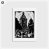 アートポストカード-Churchyard and Church, Fortress at Fehmarn - エルンスト ルートヴィヒ キルヒナー Postcard.