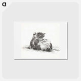アートポストカード-Lying cow - ジャン ベルナール Postcard.