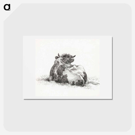 アートポストカード-Lying cow - ジャン ベルナール Postcard.