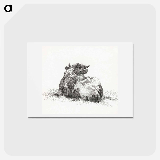 アートポストカード-Lying cow - ジャン ベルナール Postcard.