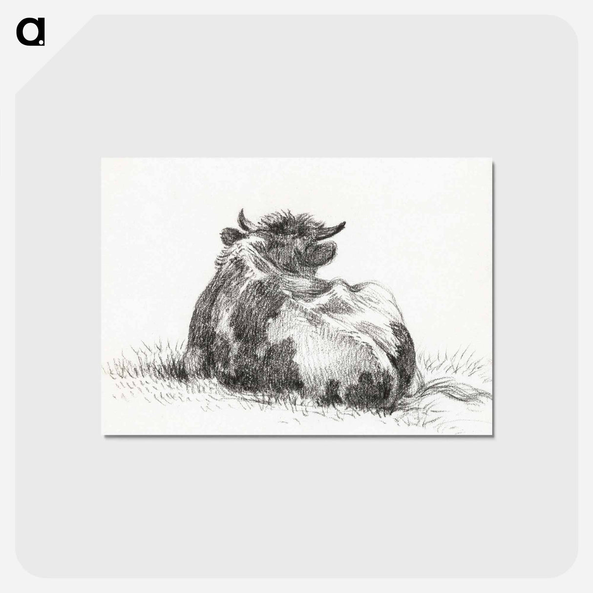 アートポストカード-Lying cow - ジャン ベルナール Postcard.