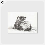アートポストカード-Lying cow - ジャン ベルナール Postcard.