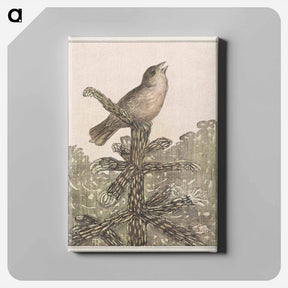 アートパネル-Zingende vogel op naaldboom - テオ ヴァン ホイテマ Canvas.