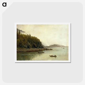 アートポストカード-Indians Fishing - アルバート ビアスタット Postcard.