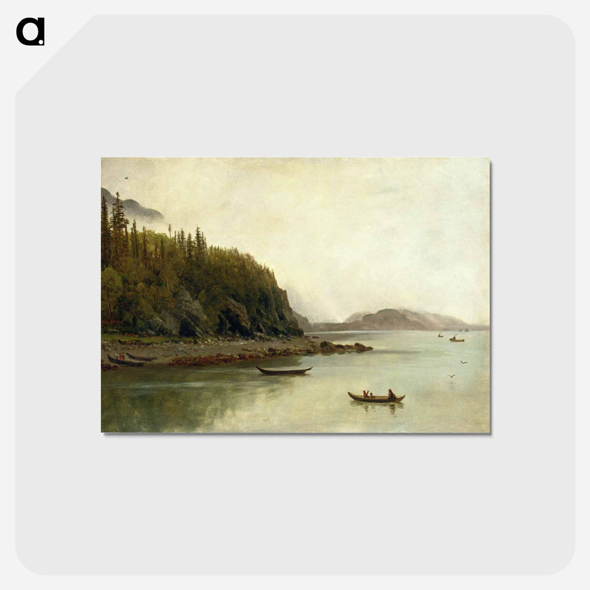 Indians Fishing - アルバート ビアスタット Postcard.